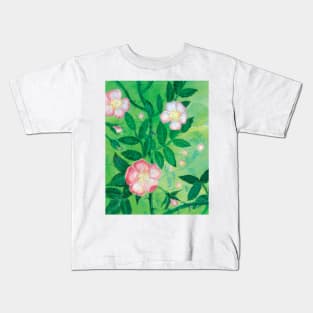Dog roses, Rosa canina, in bloom Illustration Kids T-Shirt